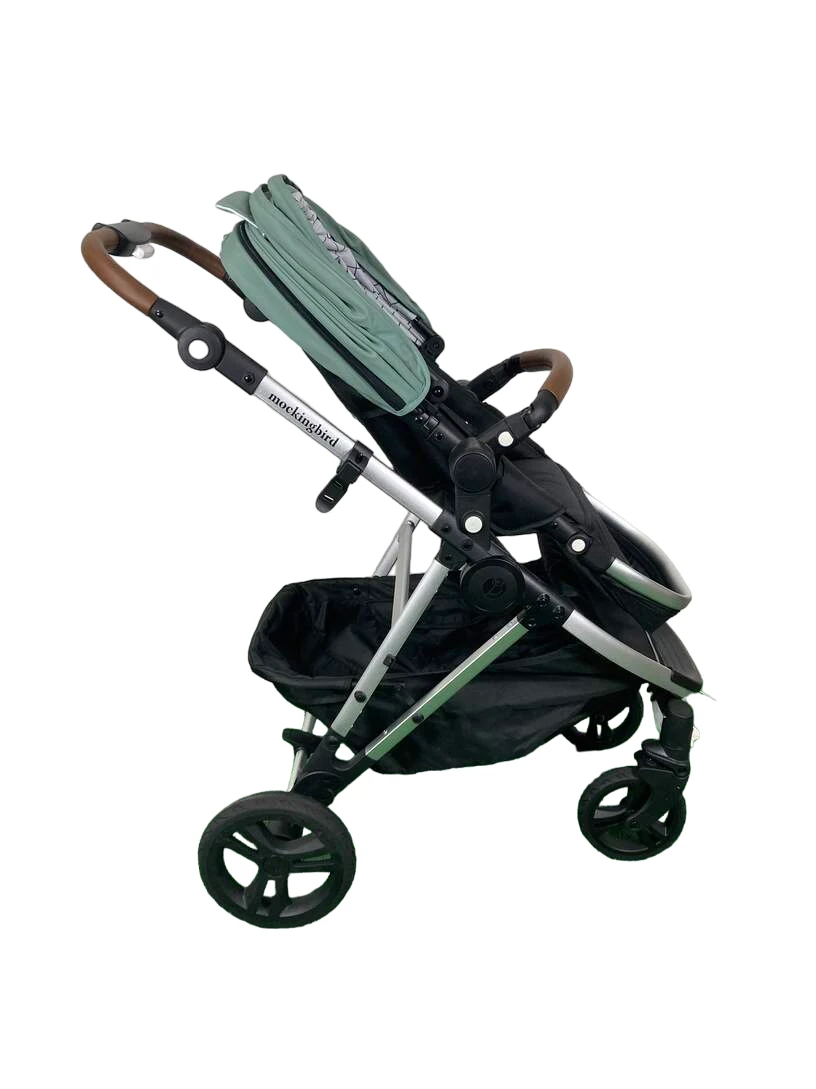 Mockingbird Single 2.0 Stroller, Silver With Penny Leather, 2023, Windowpane, Sage 3 Mockingbird Single 2.0 Stroller, Silver With Penny Leather, 2023, Windowpane, Sage - Image 3