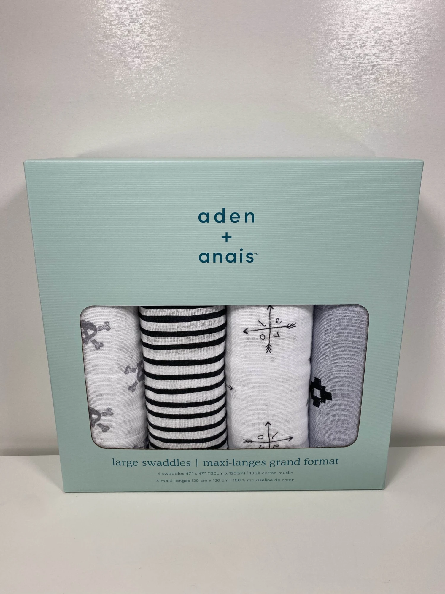 Aden + Anais Large Cotton Muslin Swaddle 4pk, Lovestruck 1 Aden + Anais Large Cotton Muslin Swaddle 4pk, Lovestruck