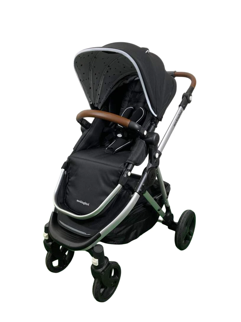 Mockingbird Single Stroller, 2023, Black, Watercolor Drops, Silver With Penny Leather 2 Mockingbird Single Stroller, 2023, Black, Watercolor Drops, Silver With Penny Leather - Image 2