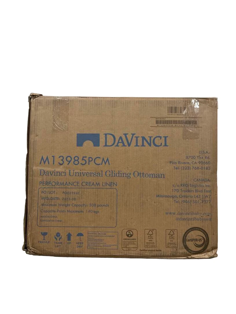 DaVinci Universal Gliding Ottoman, Performance Cream Linen 3 DaVinci Universal Gliding Ottoman, Performance Cream Linen - Image 3