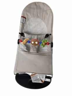 BabyBjorn Bouncer Balance With Toy Bar, Beige/Grey, Black Frame