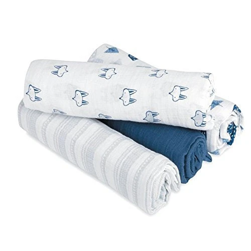 Aden + Anais Large Cotton Muslin Swaddle 4pk, Lovestruck 4 Aden + Anais Large Cotton Muslin Swaddle 4pk, Lovestruck - Image 4
