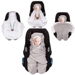 Swaddyl Baby Swaddle Hooded Blanket For Car Seat, Grey