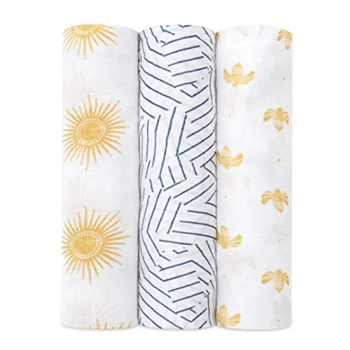 Aden + Anais Silky Soft Swaddles, 3 Pack, Golden Sun 4 Aden + Anais Silky Soft Swaddles, 3 Pack, Golden Sun - Image 4