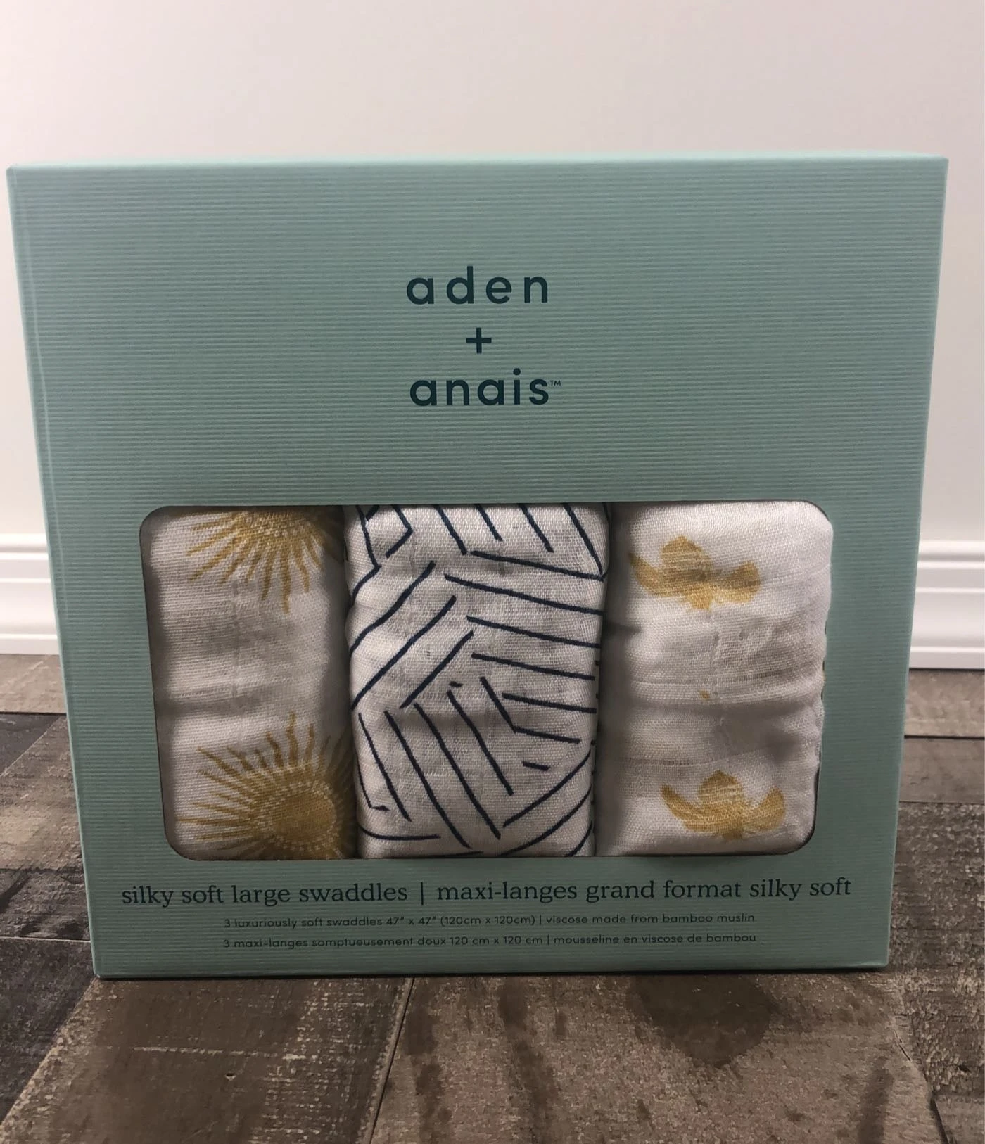 Aden + Anais Silky Soft Swaddles, 3 Pack, Golden Sun 2 Aden + Anais Silky Soft Swaddles, 3 Pack, Golden Sun - Image 2