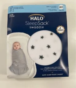 Halo MIcroFleece SleepSack Swaddle, Newborn, Charcoal Stars