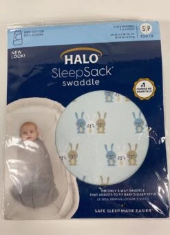 Halo SleepSack Swaddle, Small, Baby Blue Bunnies