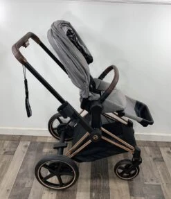 Cybex E-Priam Electric Stroller With All Terrain Wheels, 2019, Rose Gold, Manhattan Grey -Tiny Steps House 800a2d59f65d5acc37fbd604fc6409c0