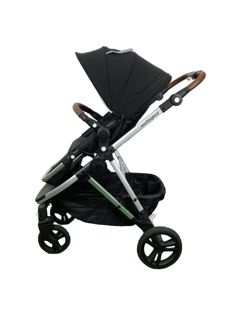 Mockingbird Single Stroller, 2023, Black, Watercolor Drops, Silver With Penny Leather 4 Mockingbird Single Stroller, 2023, Black, Watercolor Drops, Silver With Penny Leather - Image 4