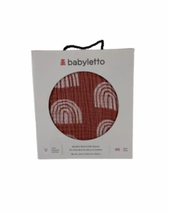 Babyletto Muslin Mini Crib Sheet, Terracotta Rainbow