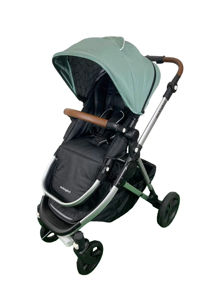 Mockingbird Single 2.0 Stroller, Silver With Penny Leather, 2023, Windowpane, Sage 2 Mockingbird Single 2.0 Stroller, Silver With Penny Leather, 2023, Windowpane, Sage - Image 2