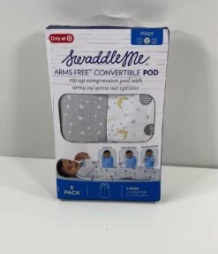 SwaddleMe Arms Free Convertible Pod 2pk, Stars/Planets, Large(4-6 Months)