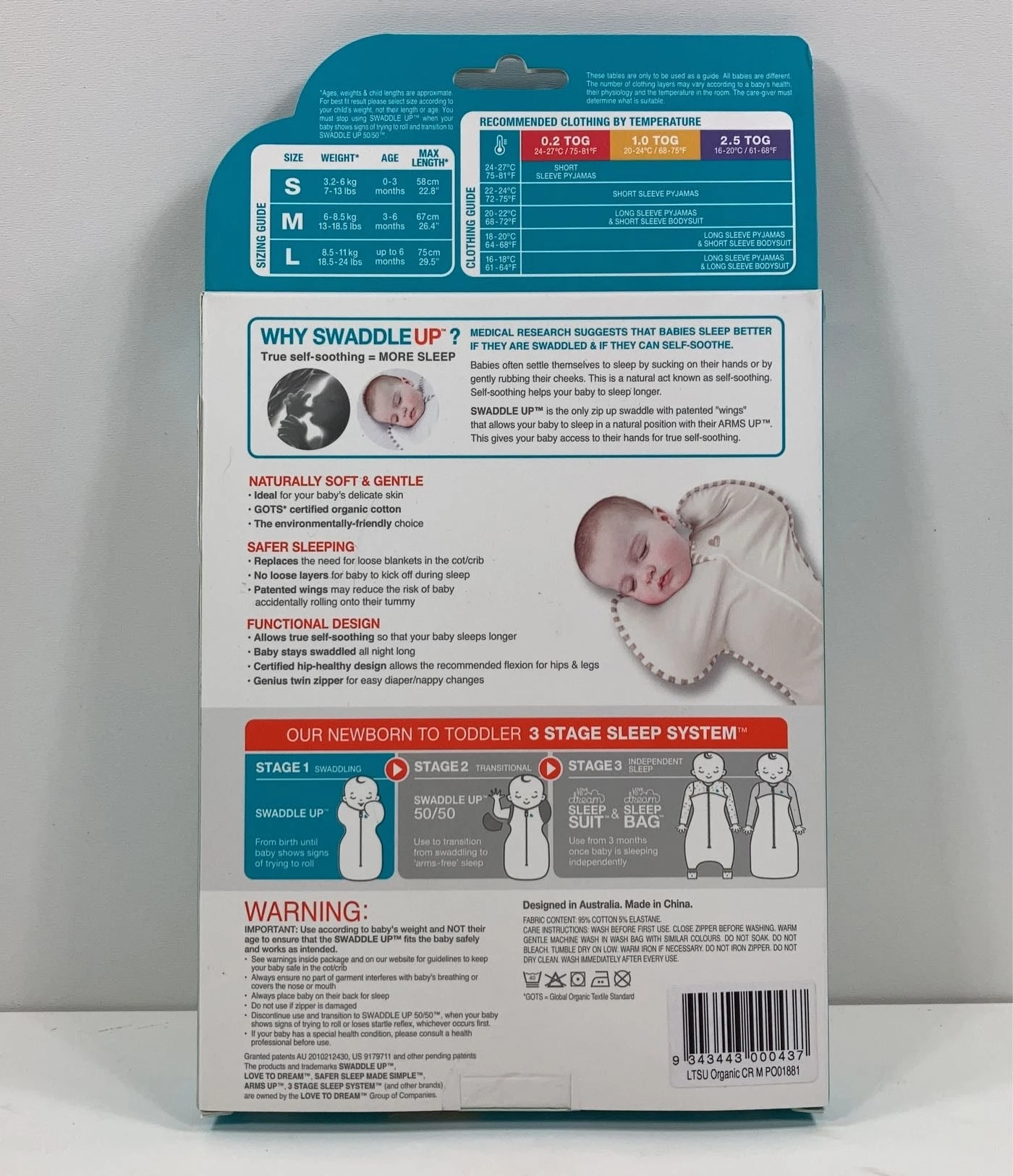 Love To Dream Organic Swaddle UP Original Sleep Sack, M, Cream 2 Love To Dream Organic Swaddle UP Original Sleep Sack, M, Cream - Image 2