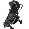 Mockingbird Single To Double Stroller, 2023, Silver With Black Leather, Watercolor Drops, Black