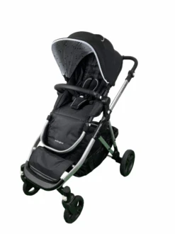 Mockingbird Single To Double Stroller, 2023, Silver With Black Leather, Watercolor Drops, Black